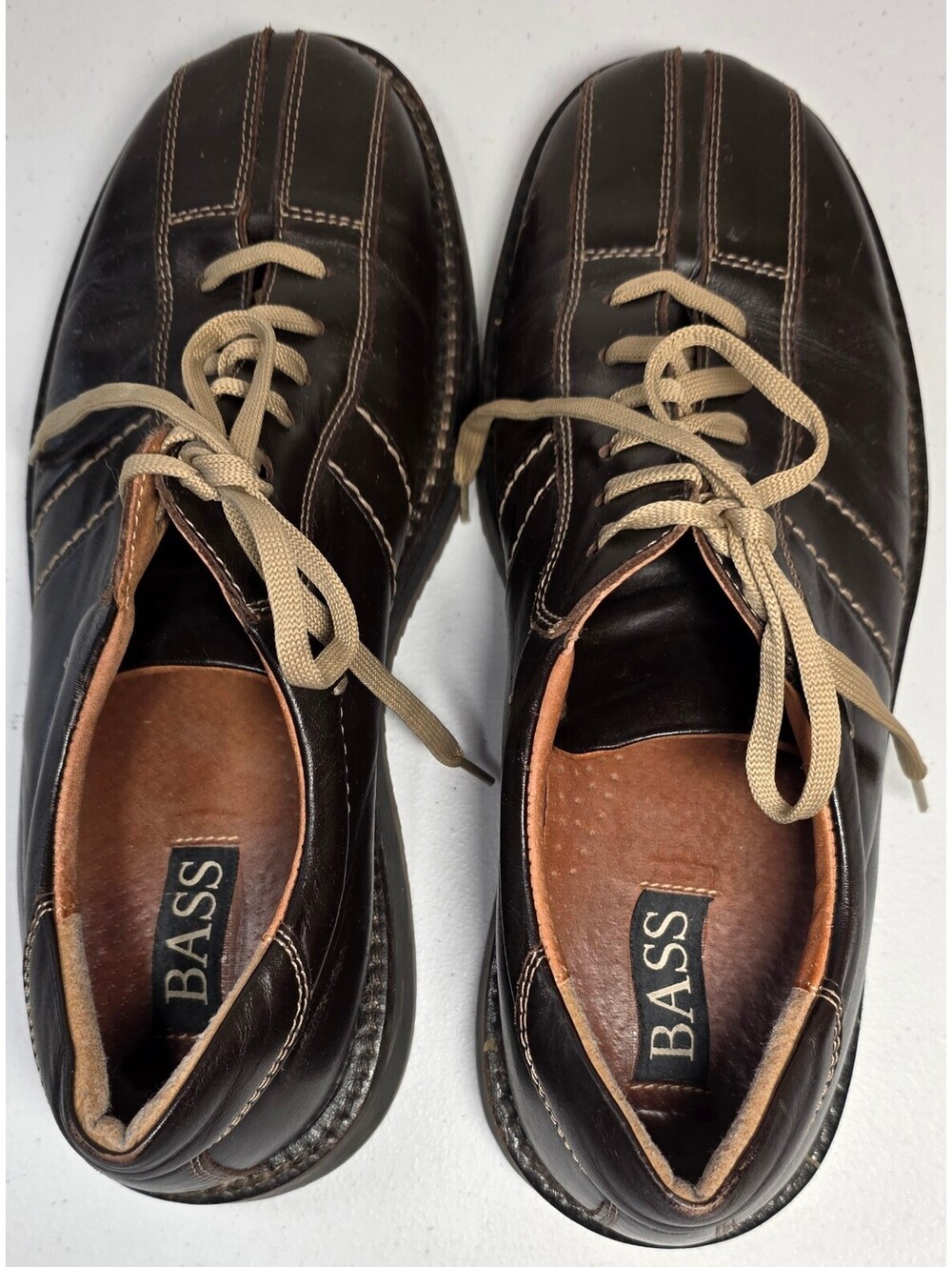 Bass Men's Size 10.5 Sneaker Chocolate Brown Leather Lace-Up Shoes Made in Italy